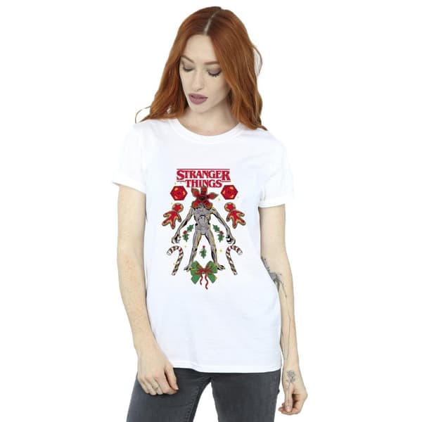 Netflix Womens/Ladies Stranger Things Christmas Demogorgon Cotton Boyfriend T-Shirt