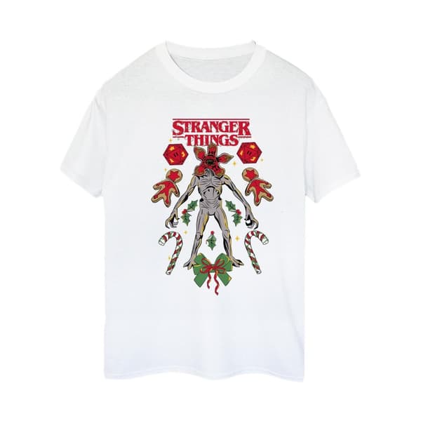 Netflix Womens/Ladies Stranger Things Christmas Demogorgon Cotton Boyfriend T-Shirt