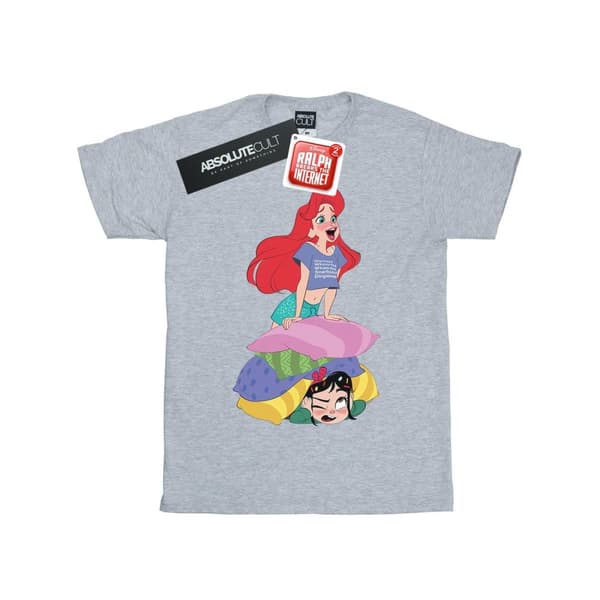 Disney Dam/Tjej Wreck It Ralph Ariel And Vanellope Boyfriend T-shirt i bomull Sports Grey 3XL