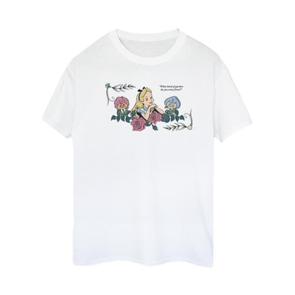 Disney Dam / Dam Alice i underlandet Vilken typ av trädgård bomull pojkvän T-shirt