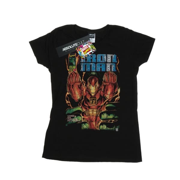 Marvel T-shirt i bomull - dam/dam Iron Man - omslag till serietidning