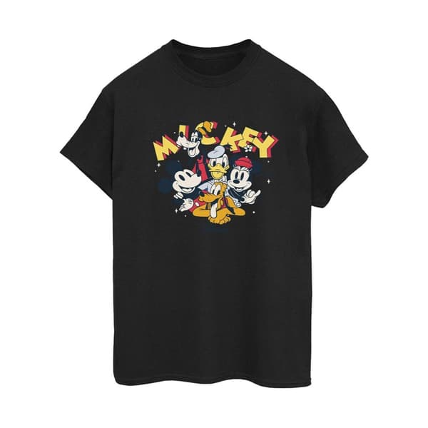 Disney Womens/Ladies Mickey Mouse Group Cotton Boyfriend T-Shirt