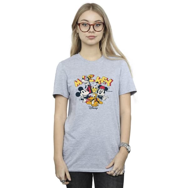 Disney Womens/Ladies Mickey Mouse Group Cotton Boyfriend T-Shirt