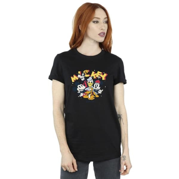Disney Womens/Ladies Mickey Mouse Group Cotton Boyfriend T-Shirt