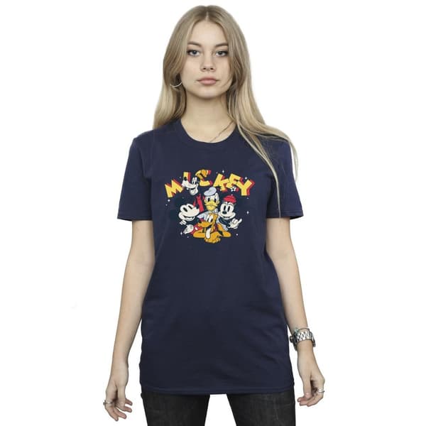 Disney Womens/Ladies Mickey Mouse Group Cotton Boyfriend T-Shirt