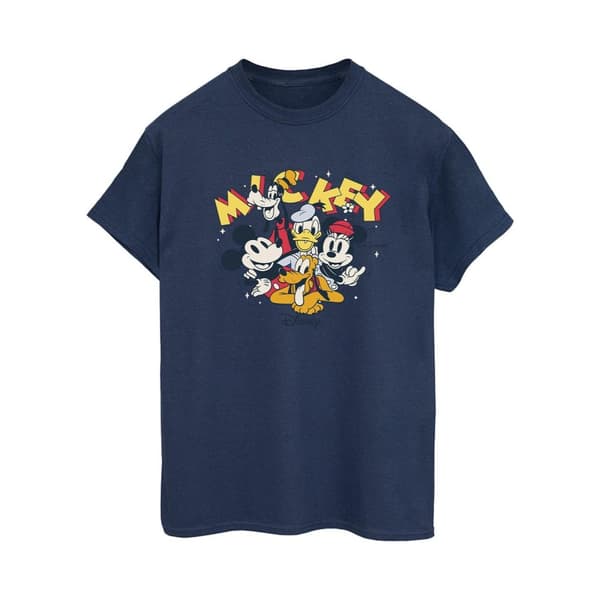 Disney Womens/Ladies Mickey Mouse Group Cotton Boyfriend T-Shirt