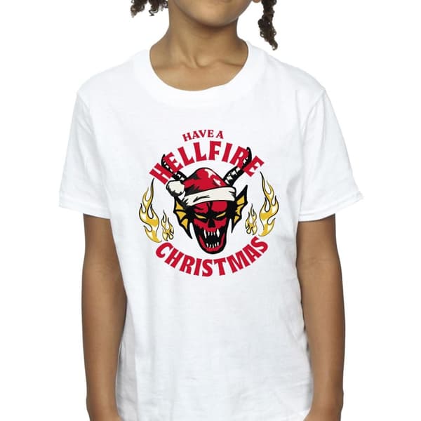 Netflix Stranger Things Hellfire Christmas T-shirt i bomull för flickor