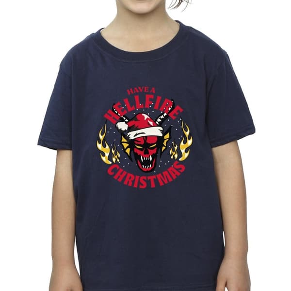 Netflix Stranger Things Hellfire Christmas T-shirt i bomull för flickor