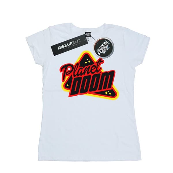 Ready Player One Womens/Ladies Planet Doom Logo Cotton T-Shirt White XXL
