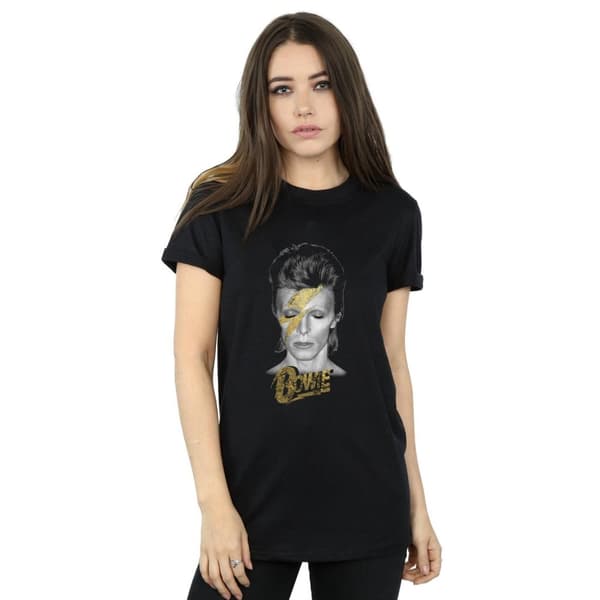 David Bowie Womens/Ladies Aladdin Sane Gold Bolt Cotton Boyfriend T-Shirt