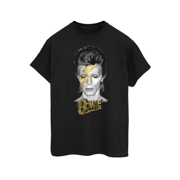 David Bowie Womens/Ladies Aladdin Sane Gold Bolt Cotton Boyfriend T-Shirt