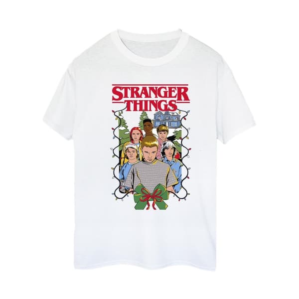 Netflix Womens/Ladies Stranger Things Christmas Poster Cotton Boyfriend T-Shirt