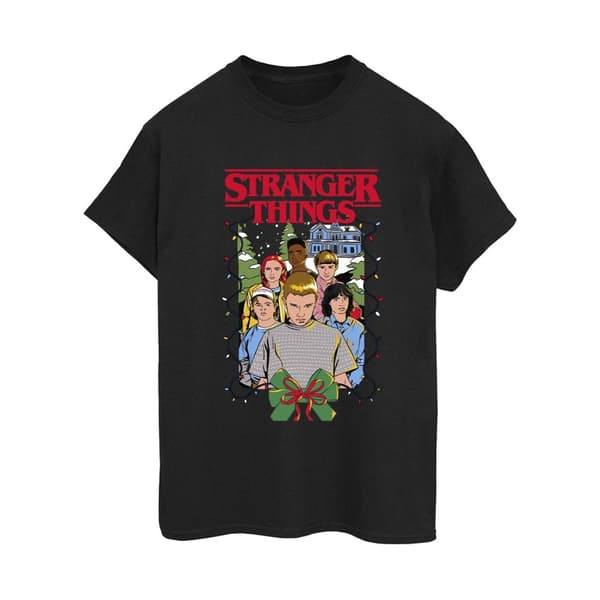Netflix Womens/Ladies Stranger Things Christmas Poster Cotton Boyfriend T-Shirt