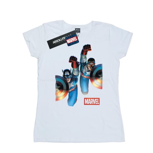 Marvel Dam/kvinnor - Falcon och Captain America sida vid sida - T-shirt i bomull