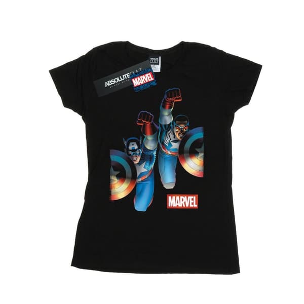 Marvel Dam/kvinnor - Falcon och Captain America sida vid sida - T-shirt i bomull
