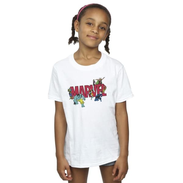 Marvel T-shirt i bomull med seriefigurer för flickor
