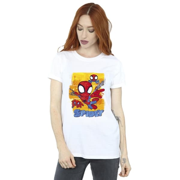 Marvel Womens/Ladies Spidey And His Amazing Friends Flying Cotton Boyfriend T-Shirt