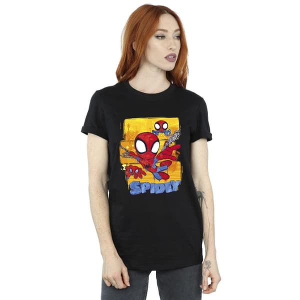 Marvel Womens/Ladies Spidey And His Amazing Friends Flying Cotton Boyfriend T-Shirt