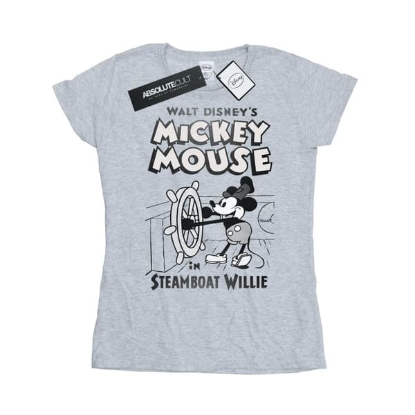 Disney Womens/Ladies Mickey Mouse Steamboat Willie Cotton T-Shirt