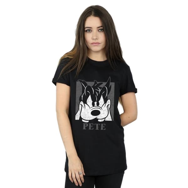 Disney Dam/Tjej Pete - Boyfriend-T-shirt i bomull med avklippt huvud