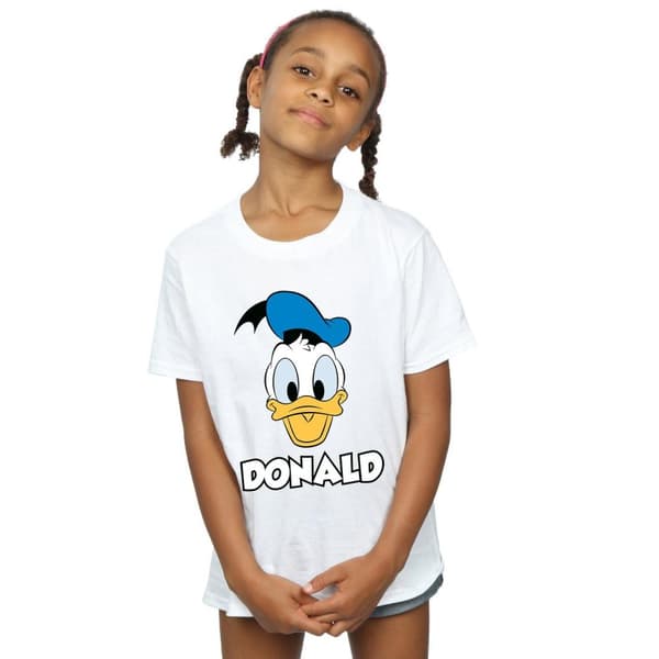 Disney Girls Donald Duck Face Cotton T-Shirt