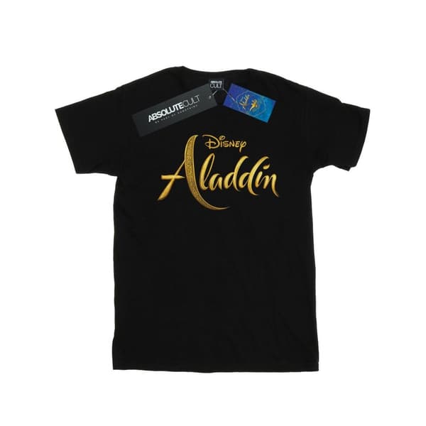 Disney Dam/dam Aladdin Movie Logo Boyfriend T-shirt i bomull