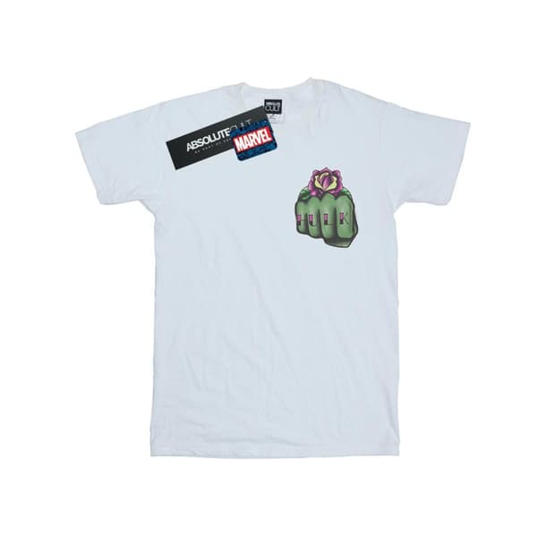 Marvel Mens Hulk Tattoo Fist T-shirt med brösttryck White 3XL