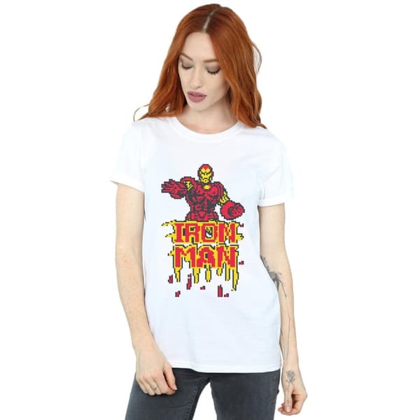Marvel Womens/Ladies Iron Man Pixelated Cotton Boyfriend T-Shirt