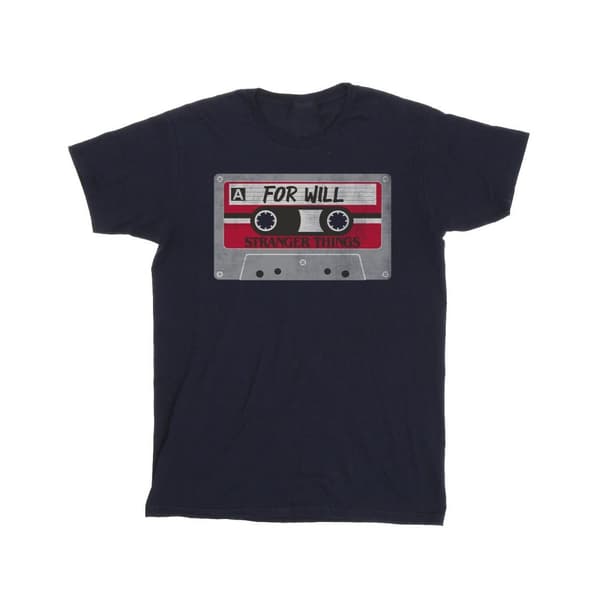 Netflix Boys Stranger Things Cassette For Will T-Shirt Navy Blue 12-13 Years
