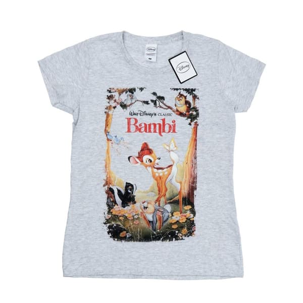 Disney Dam/Tjej Bambi Retro Poster Bomulls-T-shirt