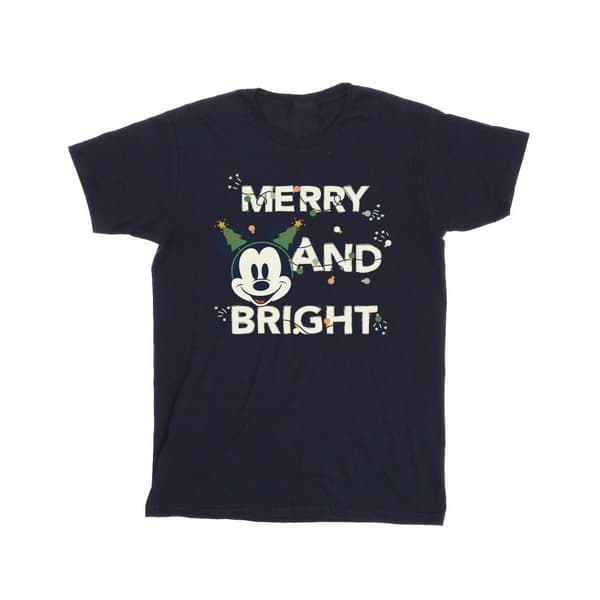 Disney Girls Mickey Mouse Merry & Bright Cotton T-Shirt
