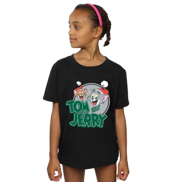 Tom And Jerry Girls Christmas Greetings Cotton T-Shirt