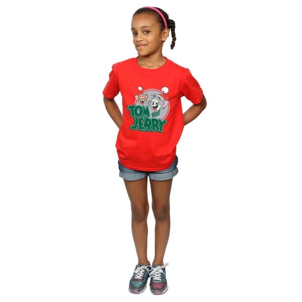 Tom And Jerry Girls Christmas Greetings Cotton T-Shirt