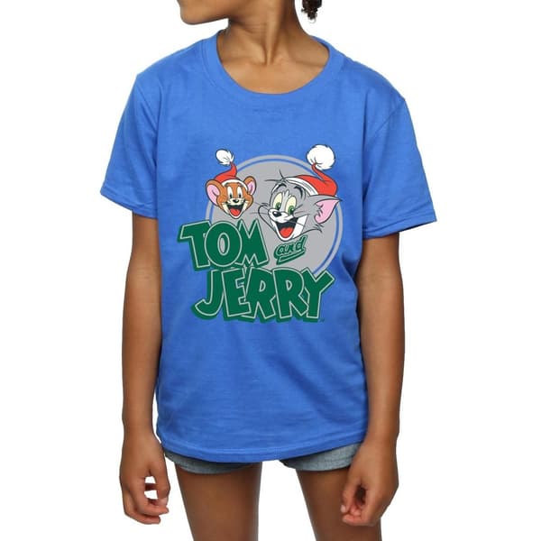 Tom And Jerry Girls Christmas Greetings Cotton T-Shirt
