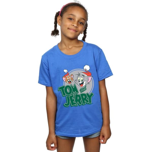 Tom And Jerry Girls Christmas Greetings Cotton T-Shirt