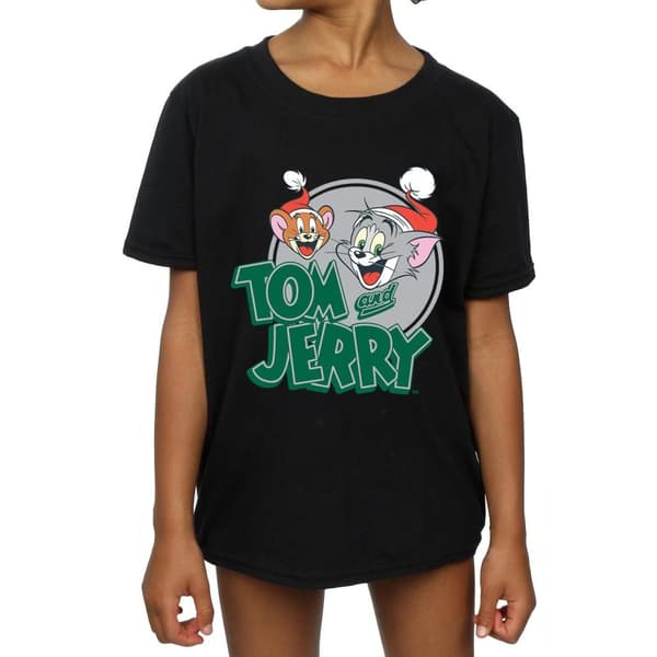 Tom And Jerry Girls Christmas Greetings Cotton T-Shirt