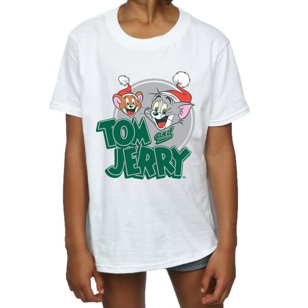 Tom And Jerry Girls Christmas Greetings Cotton T-Shirt