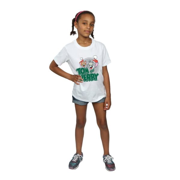 Tom And Jerry Girls Christmas Greetings Cotton T-Shirt