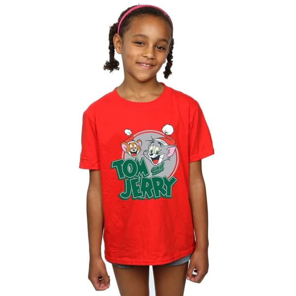Tom And Jerry Girls Christmas Greetings Cotton T-Shirt