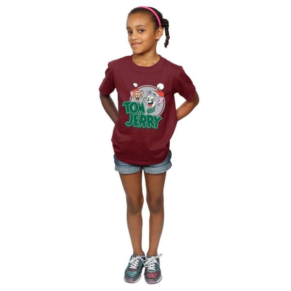 Tom And Jerry Girls Christmas Greetings Cotton T-Shirt