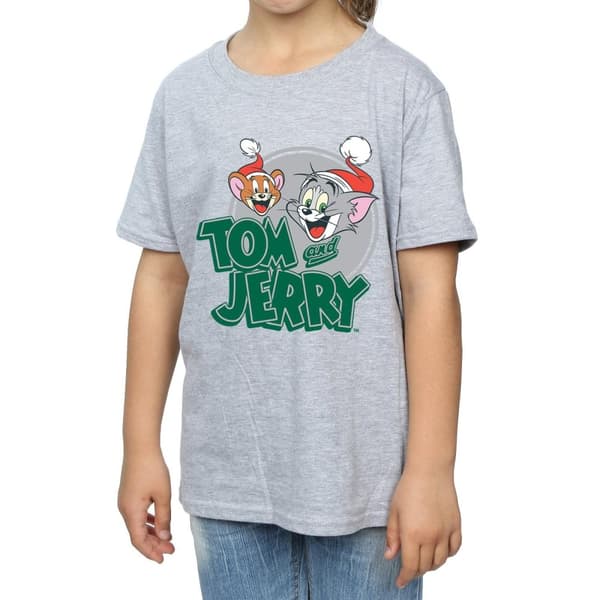 Tom And Jerry Girls Christmas Greetings Cotton T-Shirt