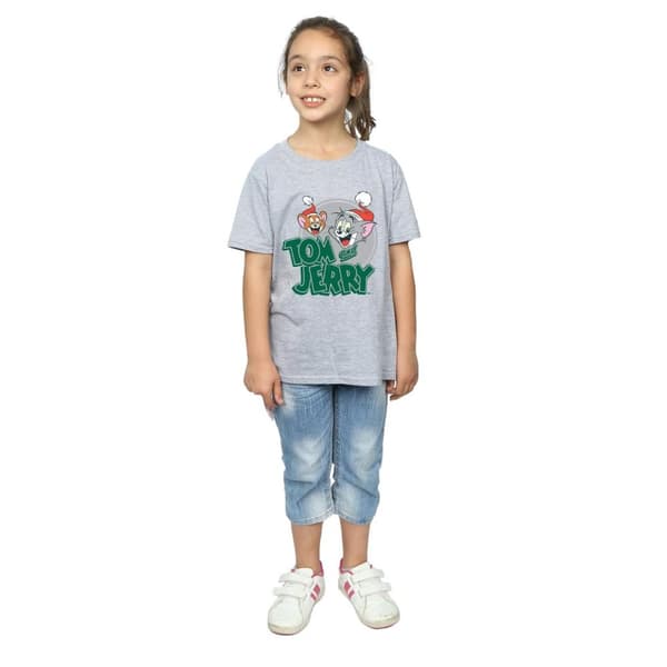 Tom And Jerry Girls Christmas Greetings Cotton T-Shirt