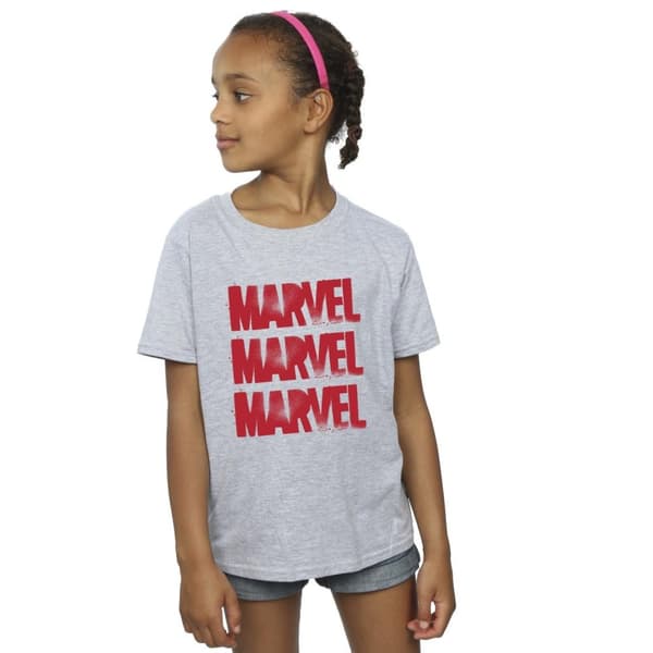 Marvel Röd T-shirt i bomull med Spray-loggor för flickor