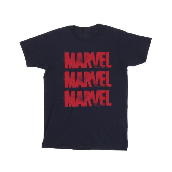 Marvel Girls Red Spray Logos Cotton T-Shirt