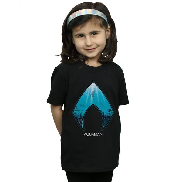 DC Comics T-shirt i bomull med Aquaman Ocean-logga för flickor