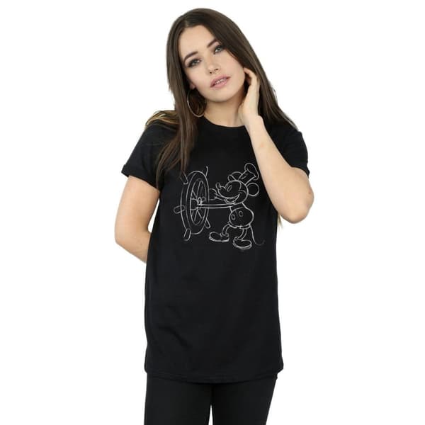 Disney Dam/Lady Musse Pigg Ångbåt Sketch Bomull Boyfriend T-shirt