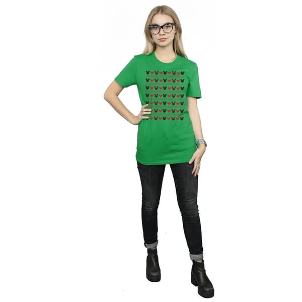 Disney Womens/Ladies Mickey And Minnie Christmas Hearts Cotton Boyfriend T-Shirt