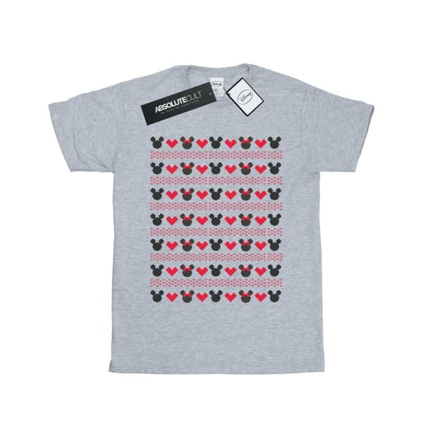 Disney Womens/Ladies Mickey And Minnie Christmas Hearts Cotton Boyfriend T-Shirt
