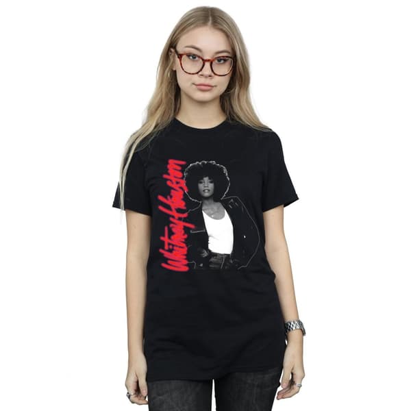 Whitney Houston Dam/dam Whitney Pose Boyfriend T-shirt i bomull