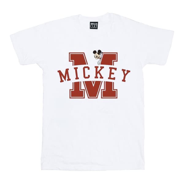 Disney Womens/Ladies Mickey Mouse Letter Peak Cotton Boyfriend T-Shirt
